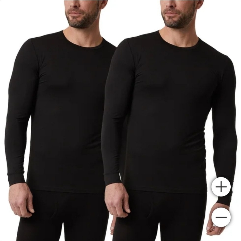 32 Degrees Heat 2 Pack Long Sleeve Crew Neck Top Black Men's Large New